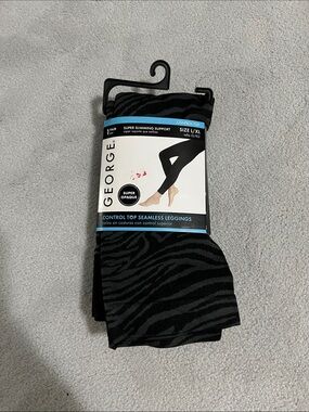George Black Zebra-Striped Control Top Seamless Leggings